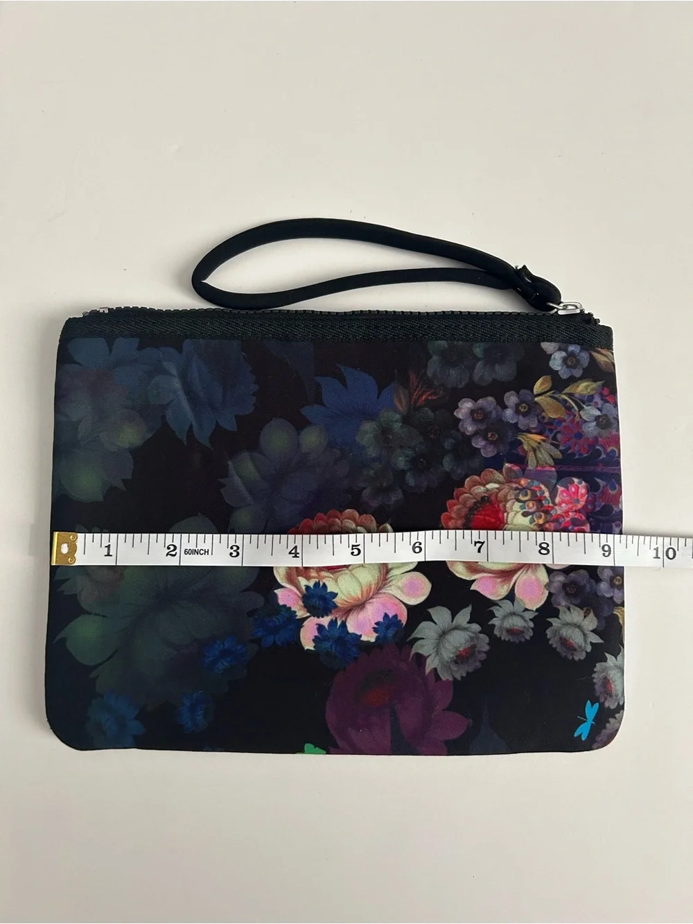 Cynthia Rowley Black Floral Neoprene Cosmetic Bag